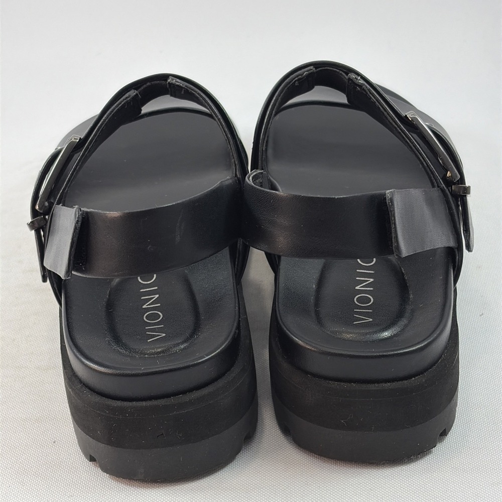 Vionic Torrance Platform Sandals Women's Size 7.5 Black Leather Strappy Orthotic - Picture 12 of 16